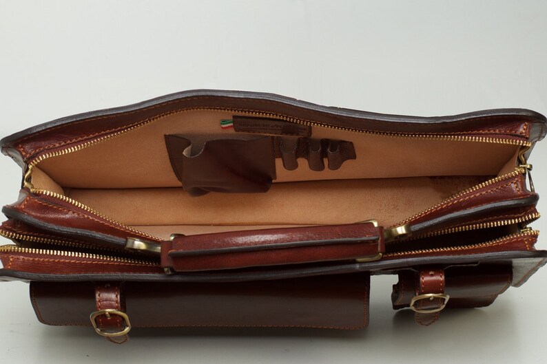 Leather Briefcase for Men, Leather Messenger Bag, Leather 15 Laptop Bag, Vintage Briefcase, Christmas Gift for Him // Munich Brown image 6