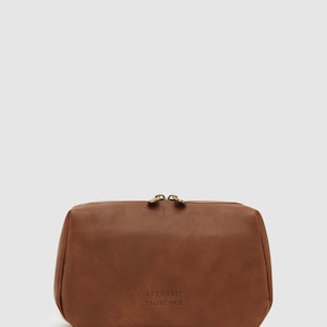 Otto Dopp Kit Matt Brown - Leather Toiletry Bag