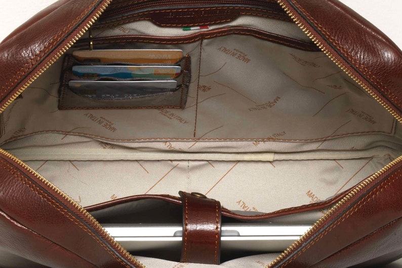 Leather Briefcase for Men, Leather Messenger Bag, Leather 15 Laptop Bag, Work Bag, Christmas Gift for Him // Tokyo Brown image 6