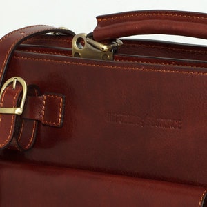 Leather Briefcase for Men, Leather Messenger Bag, Leather 15 Laptop Bag, Vintage Briefcase, Christmas Gift for Him // Munich Brown image 5