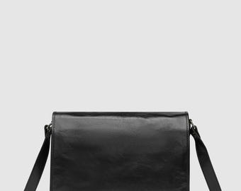 NERO Noir - Sac messager en cuir de 15 po.