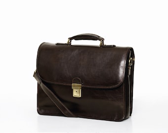 Milan Chocolate - Leather Laptop Briefcase