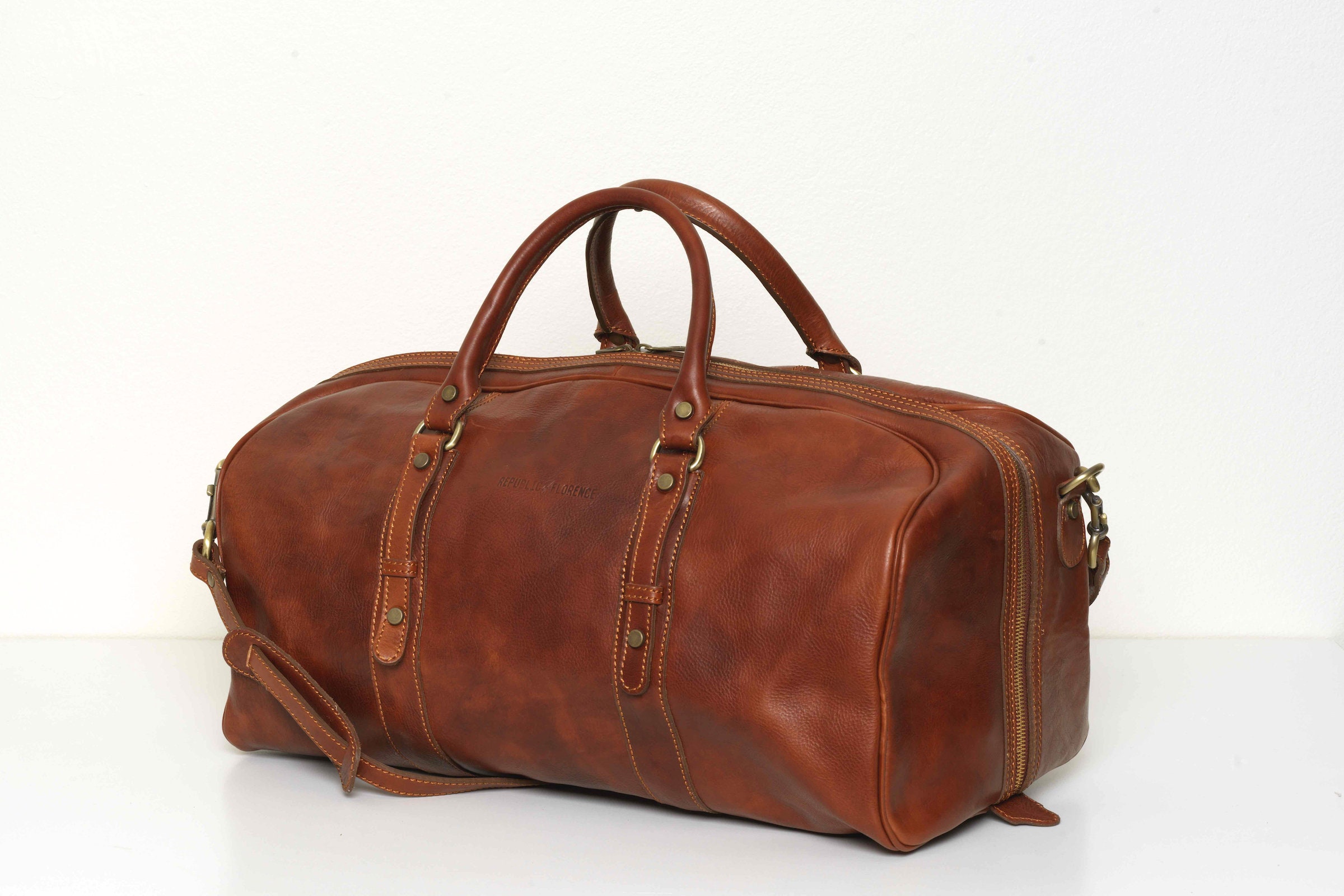 Polo Medium Brown Leather Duffle Bag - Etsy