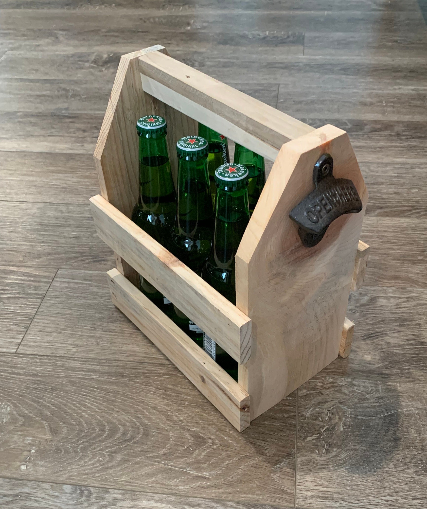 HOLDER for 6 bottles of Ma Petite Brasserie beer in wood with bottle opener  for 25, 33 and 50 cl bottles SOURIRE DES SAVEURS, Wi