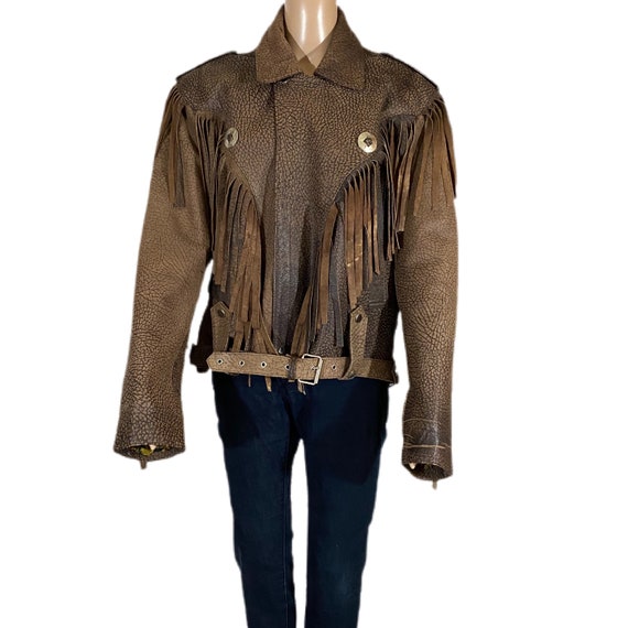 VTG NICOLE SARHADY Leather Jacket Fringe Fringe Fr