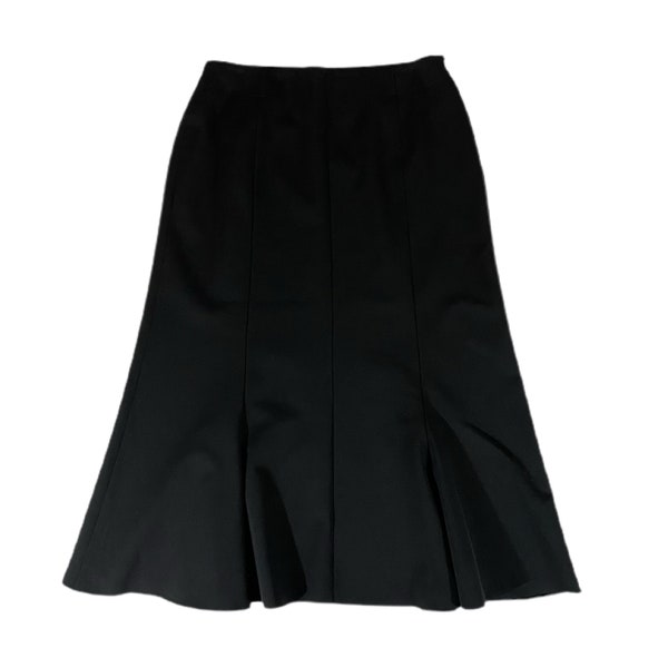 RENE LEZARD Designer Skirt Black Midi Wool Vtg