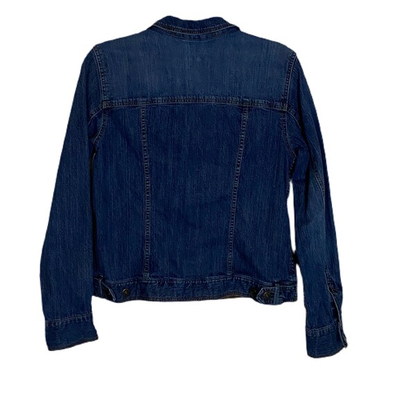 EDDIE BAUER Vtg Jean Trucker Jacket Blue Pockets … - image 2