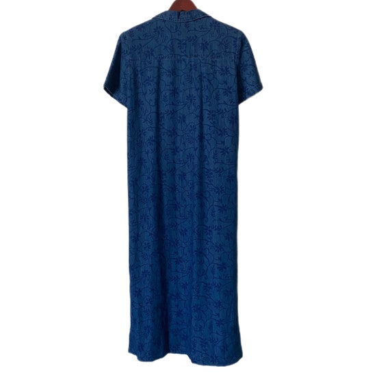 KARIN STEVENS Vtg Denim Shirt Dress Maxi Printed … - image 3