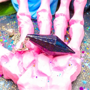 Blue Sandstone Crystal Pendulum for Psychic Readings | Crystal Pendulum | Divination Tool | Blue Goldstone for Dowsing & Scrying