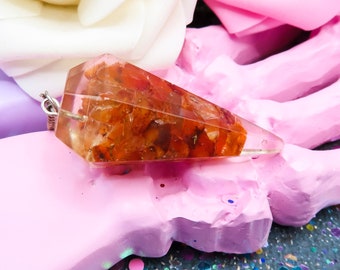 Carnelian Orgonite Crystal Pendulum for Divination, Dowsing, & Scrying