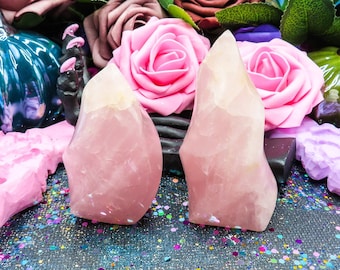 Madagascar Rose Quartz Crystal Flame | Love Spell Gemstone | Lavender Rose Quartz Crystal Tower | Your Choice of Crystal