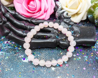 Angel Aura Rose Quartz Crystal Bracelet for Love | 8mm Handmade Crystal Intention Bracelet