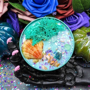 Sea Witch: Intention Candle | Ocean Candle | Crystal Candle | Witchy Decor | Handmade Soy Candle | Spiritual Gift | Goddess Candle