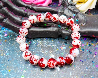 Blood Spatter Bracelet | Halloween Bracelet | Horror Inspired Jewelry | Halloween Gift | True Crime Gift