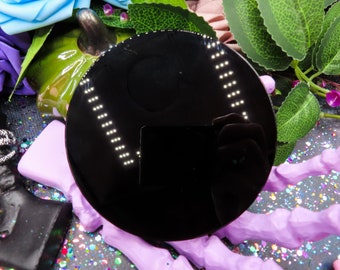 Black Obsidian Scrying Mirror | 100 mm Obsidian Crystal Mirror