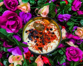 Sacred Smoke: Crystal Intention Candle for Protection | Handmade Palo Santo & Sandalwood Soy Candle | Witchcraft Spell Candle