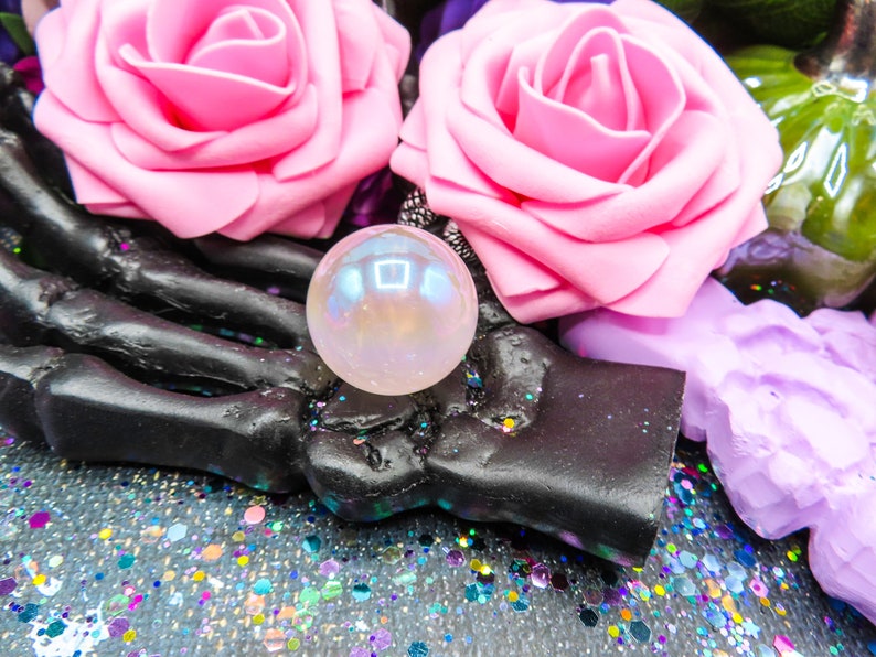 Angel Aura Rose Quartz Sphere | Self Love Crystal Ball | Witchy Home Decor bild 3