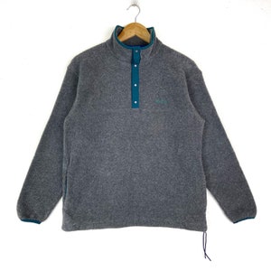 Vintage L.L. BEAN Fleece Half Buttons Casual Style Vintage Clothing Made In USA Outdoor Style