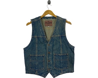Vintage BIG JOHN Spirit Weste Jeans Ärmellos Indigo Western Style Herren
