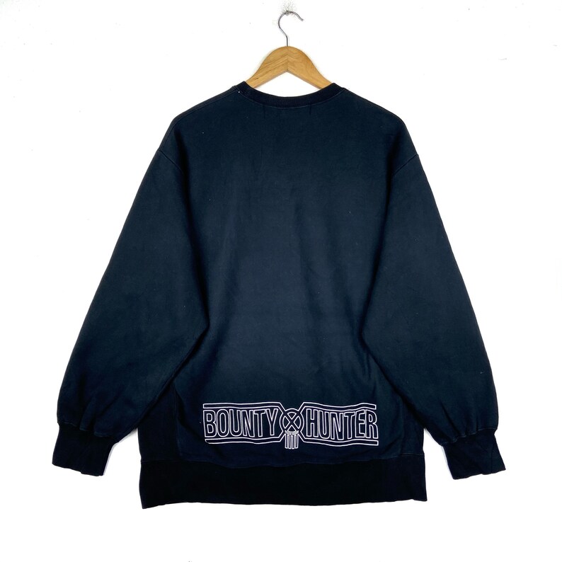 Vintage 90s Bounty Hunter Arrow Sweatshirt XL Made in USA Black Heavyweight Graphic Pullover Harajuku Japanese Streetwear Crewneck Jumper image 2