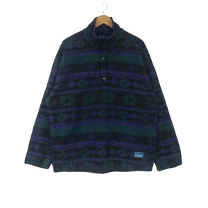 Vintage SCOTT HUNTER Lake Tahoe Fleece Sweatshirt Half Button Nice Design Like Navajo Sherpa