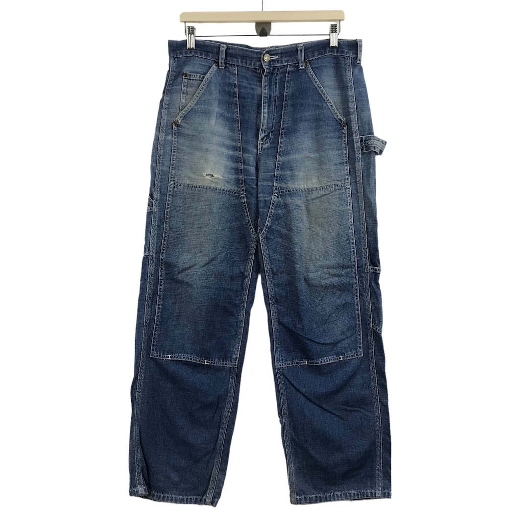【KOOLOSET】Vintage Double Knee Bermuda Banding Denim Vintage Carhartt Double Knee Jeans B07 DNM Blue Logger
