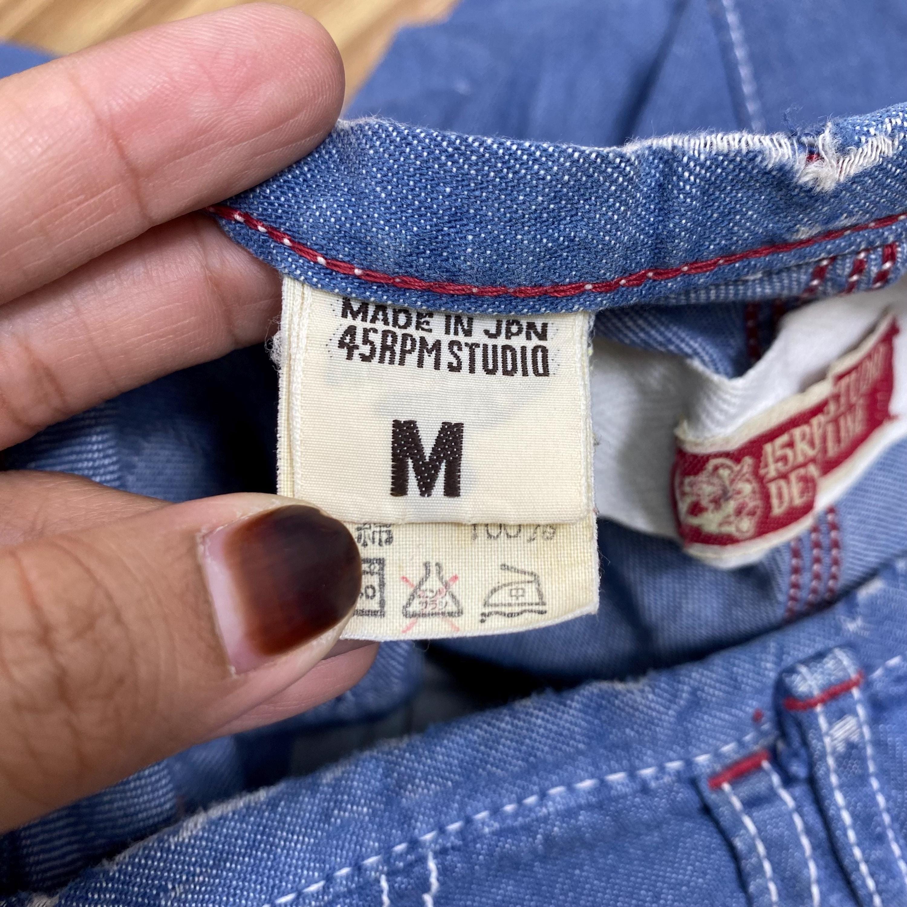 45rpmブラウスMADE IN INDIA Vintage 45RPM Studio Denim Line Pants Cinch Back Made in Japan