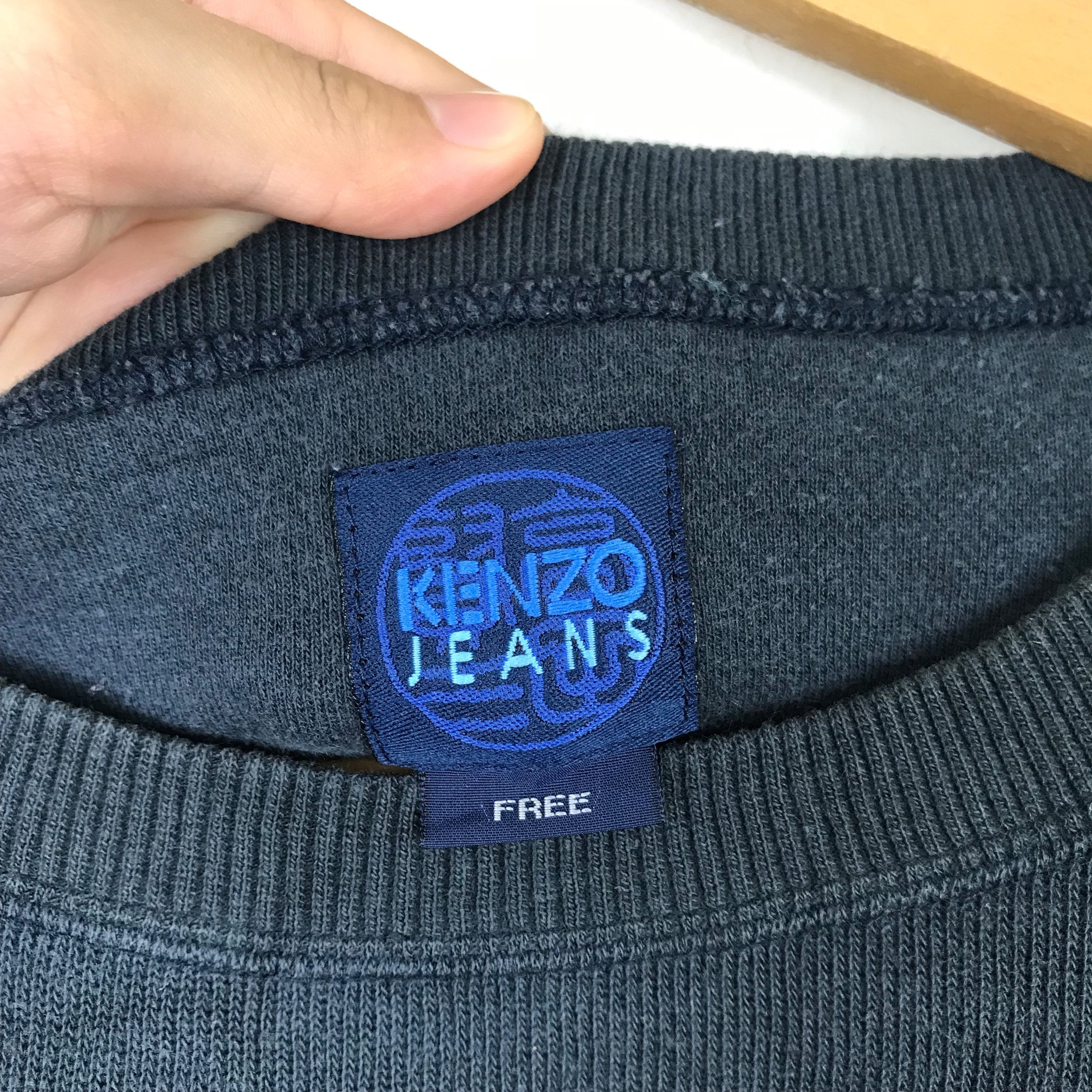 Vintage KENZO Jeans Sweatshirt Big Logo Spellout Embroidery