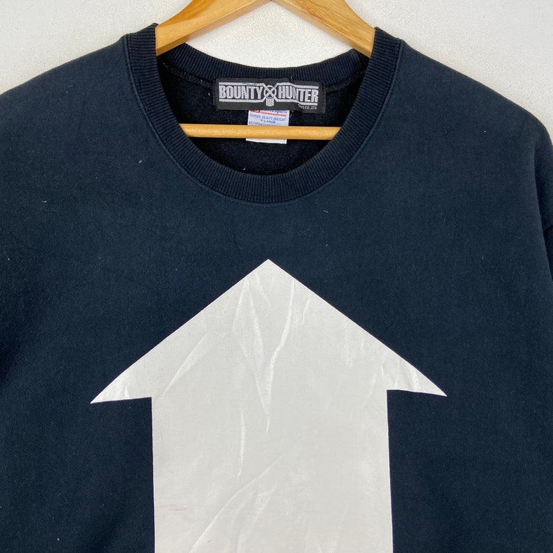Vintage 90s Bounty Hunter Arrow Sweatshirt XL Made in USA Black Heavyweight Graphic Pullover Harajuku Japanese Streetwear Crewneck Jumper image 4