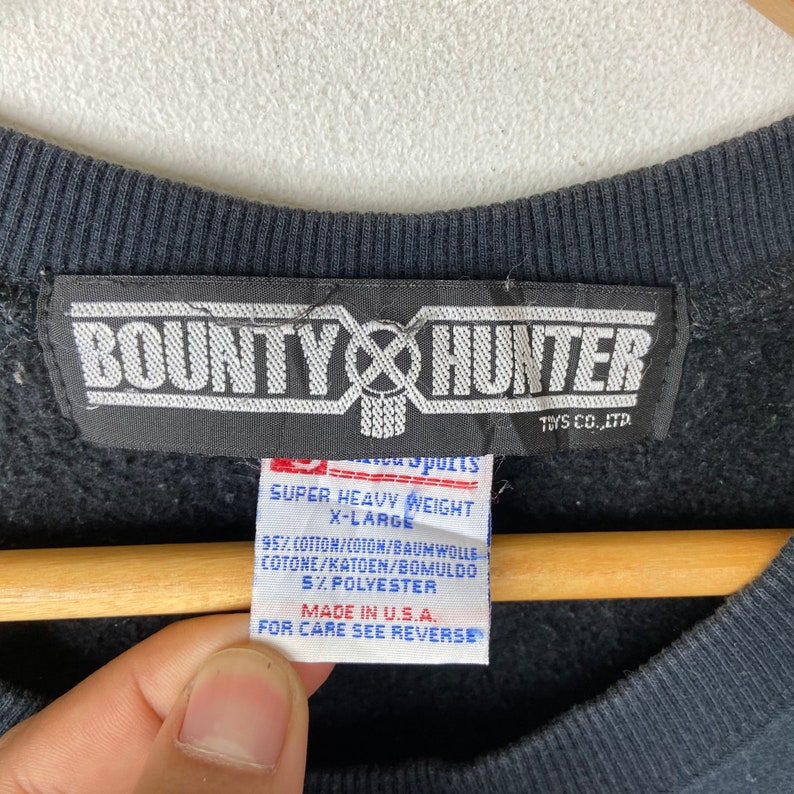 Vintage 90s Bounty Hunter Arrow Sweatshirt XL Made in USA Black Heavyweight Graphic Pullover Harajuku Japanese Streetwear Crewneck Jumper image 5