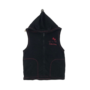 Vintage HELLO KITTY Fleece Vest Sleeveless Hoodie Cartoon Charecter Sanrio