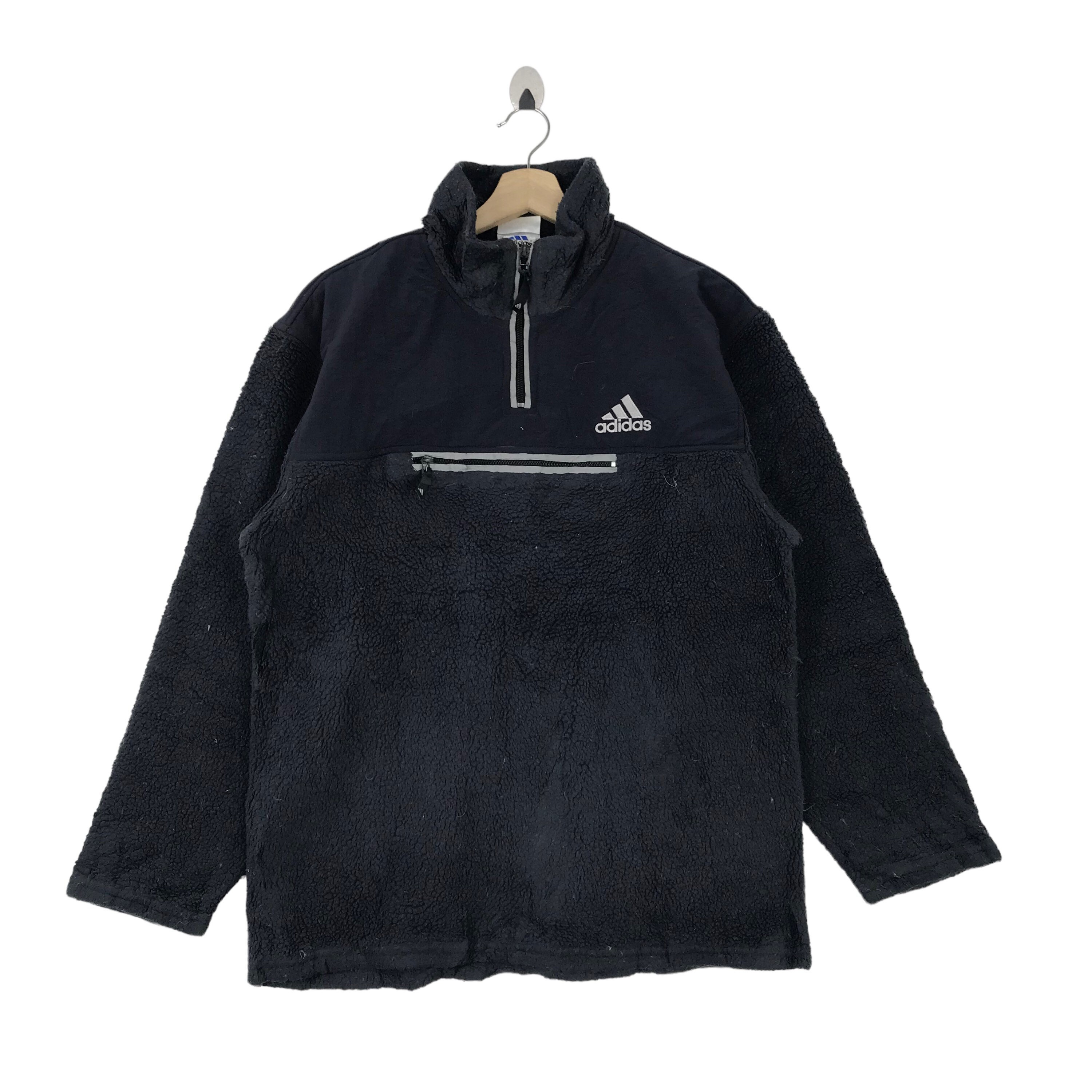 adidas outdoors sherpa fleece jacket in black