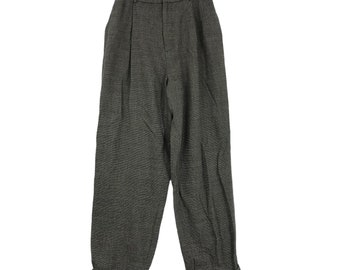 Pantalones de lana vintage Ralph Lauren Collection Purple Label Talla 10 Hechos en EE. UU. Pantalones plisados a cuadros grises Cintura alta Cintura ajustada Dark Academia Lux