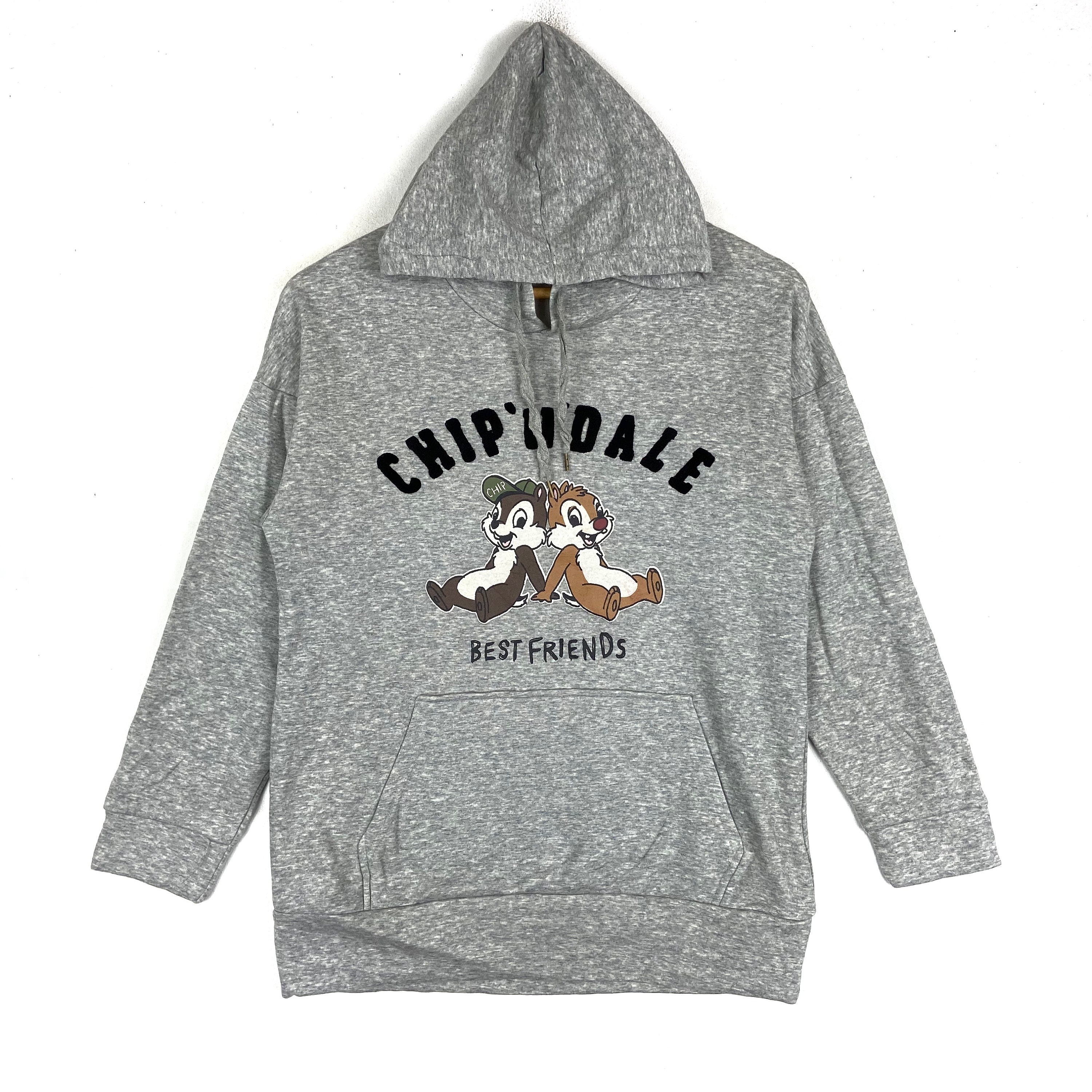 Vintage Chip & Dale Hoodies Big Logo Disney Pullover Silver Etsy