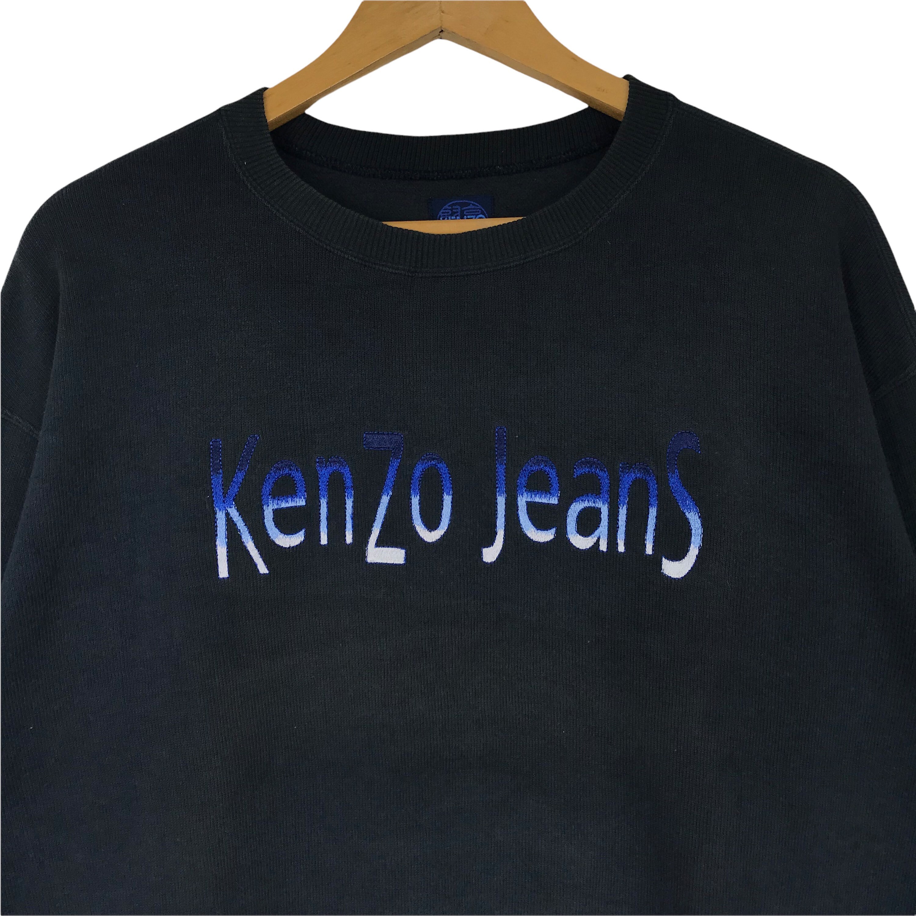 Vintage 90s Kenzo Jeans Sweatshirt..spellout Embroided