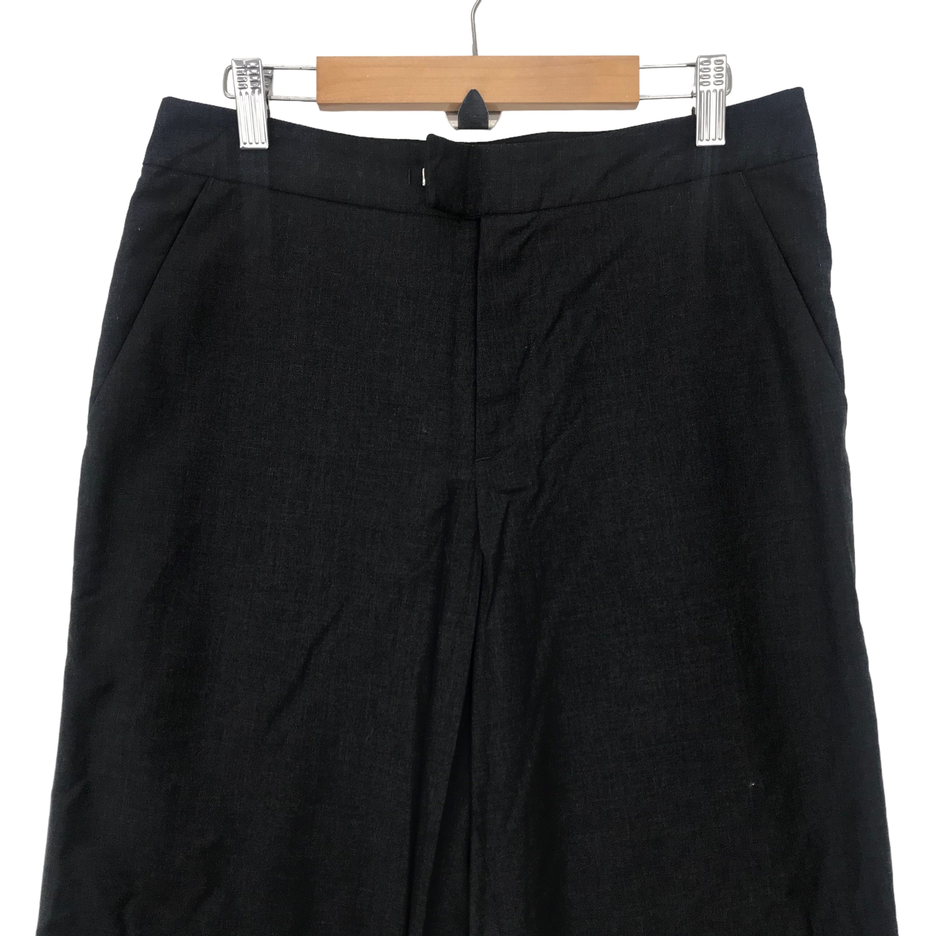 【フランス製】Agnes b Black Linen Wide Trousers Y022U171_000_1.jpg
