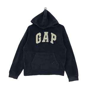 Vintage GAP Fleece Hoodies Big Logo Embroidered Pullover Jumper Green Colour Streetwear
