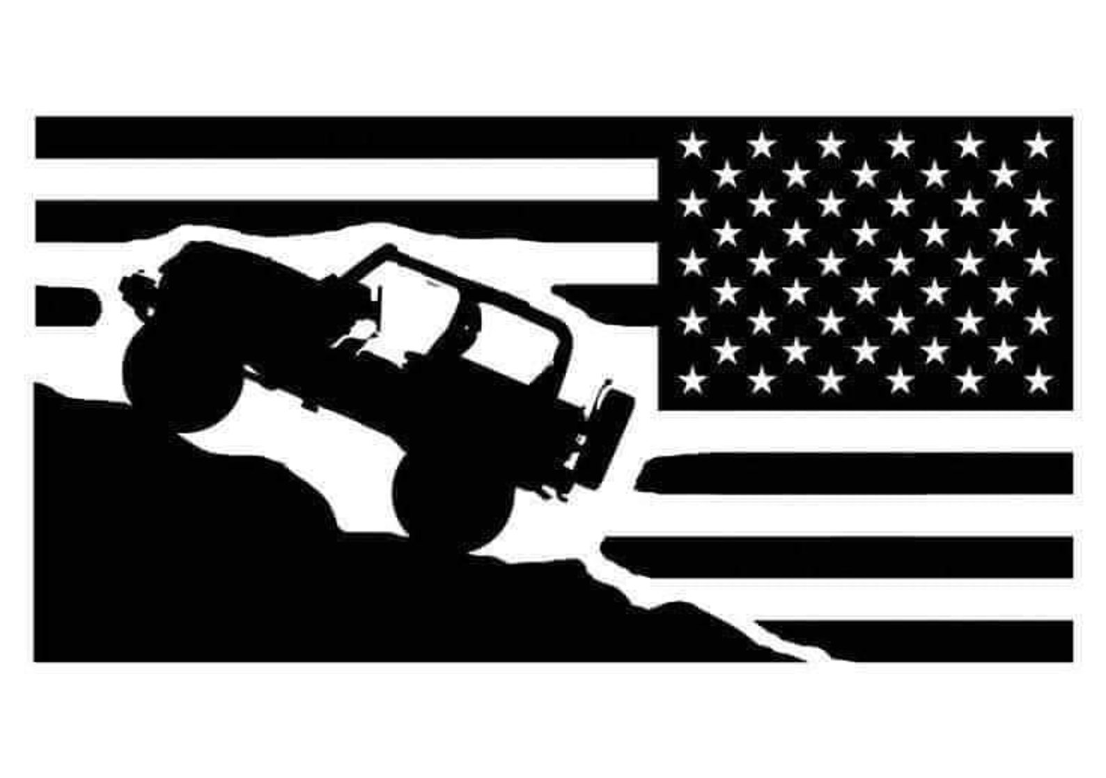 Jeep Climbing Mountain American Flag Decal Etsy