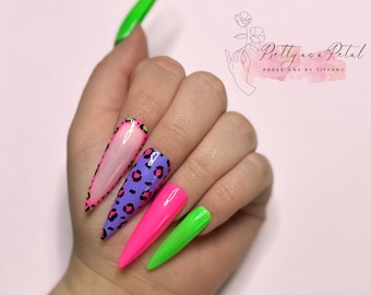 Gepard Print Nägel | Gepard Print Press Ons | Personalisierte Press-Ons | Press on Nails | Gepard Print | Animal Print Nägel | Bunte Press Ons