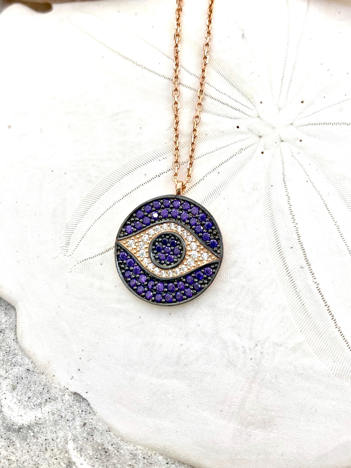 Round Sterling Silver Ghost Pendant Etsy