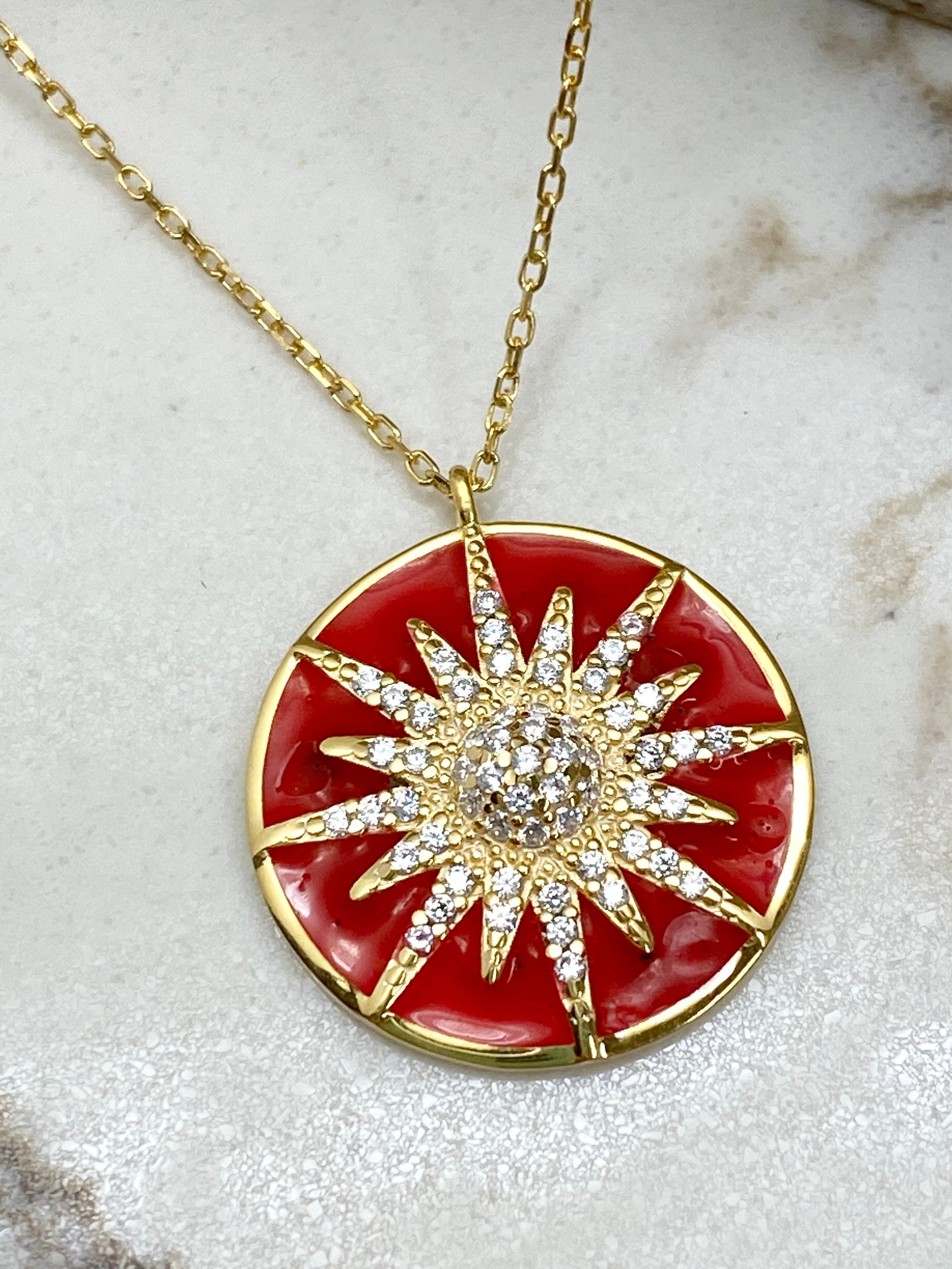 Sun necklace 18k gold filled sun necklace gold sun charm etsy