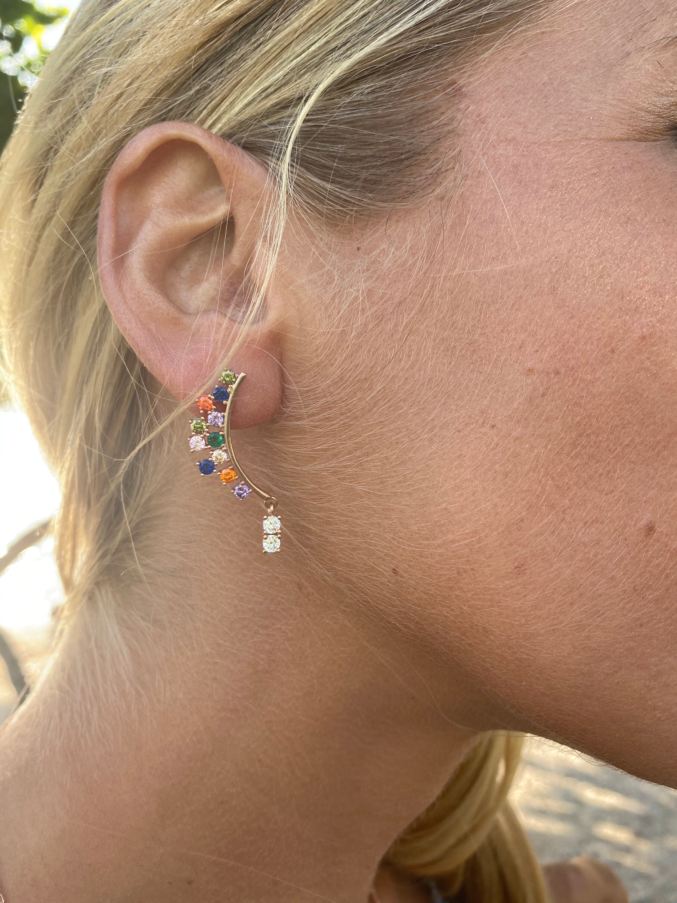 Rainbow Color Stud Earrings Colorful Sud Earrings Drop Etsy