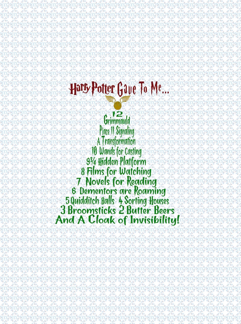 Download Download/ Harry Potter Christmas SVG / 12 days of Harry ...