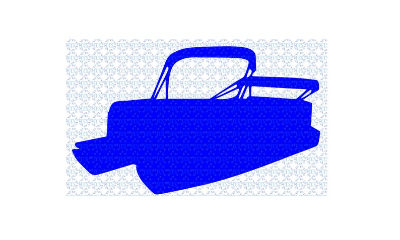 K&ouml;nnte beinhalten: Eine blaue Silhouette eines Bootes mit einem &Uuml;berrollb&uuml;gel und einer R&uuml;cksitzbank.