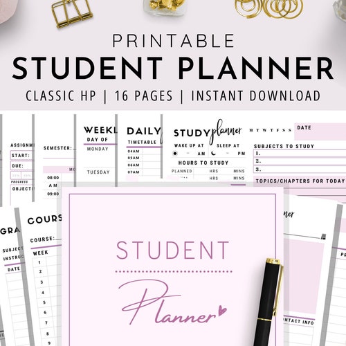 A5 Student Planner Printable lavender Study Planner - Etsy