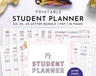 Student Planner Printable , Study Planner, School Planner, College Planner, Planner for Students | A4, A5, US Letter | PDF Instant Download