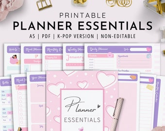 A5, Planner Essentials K-Pop Edition | Planner Bundle | Daily Planner | Weekly Planner | Printable Planner | PDF | K-POP Planner