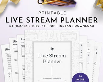 2024 Live Stream Planner, Live Streaming Planner, Streamer Planner, Stream Organizer, Game Streaming Planner, Podcast Planner | A4 PDF