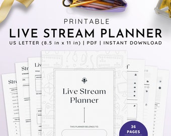 2025 Live Stream Planner, Live Streaming Planner, Streamer Planner, Stream Organizer, Game Streaming Planner, Podcast Planner | US Letter
