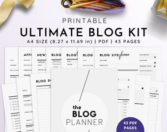 A4, Ultimate Blog Planner, Blogging Kit, Blogger Kit, Printable Blogging Planner, Website Planner, Blog Planner Worksheet | PDF |  43 Pages